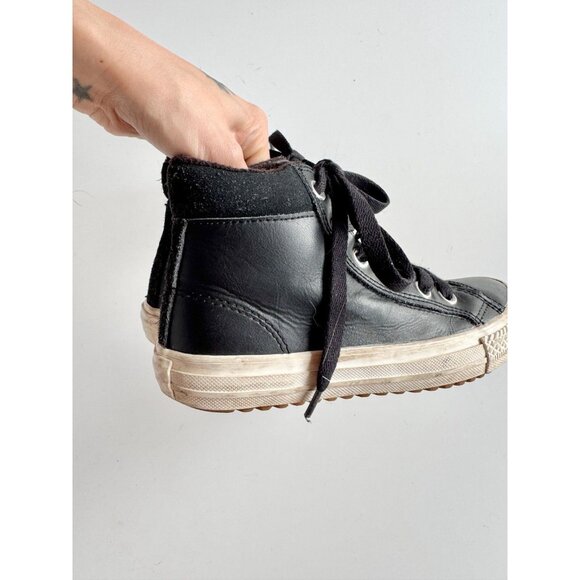 Kids' CONVERSE Chuck Taylor PC Black/Burnt Caramel Leather Boot Sneakers, Size 1 - Picture 3 of 16
